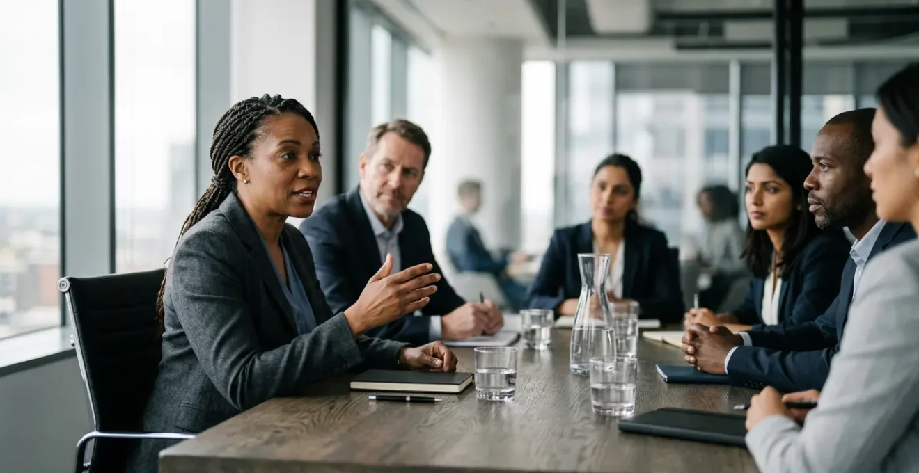 Réunion stratégique en période d'incertitude économique avec dirigeants et investisseurs