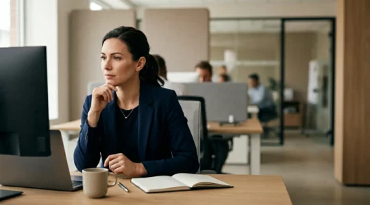 Personne gérant avec calme une situation de crise numérique dans un environnement professionnel moderne