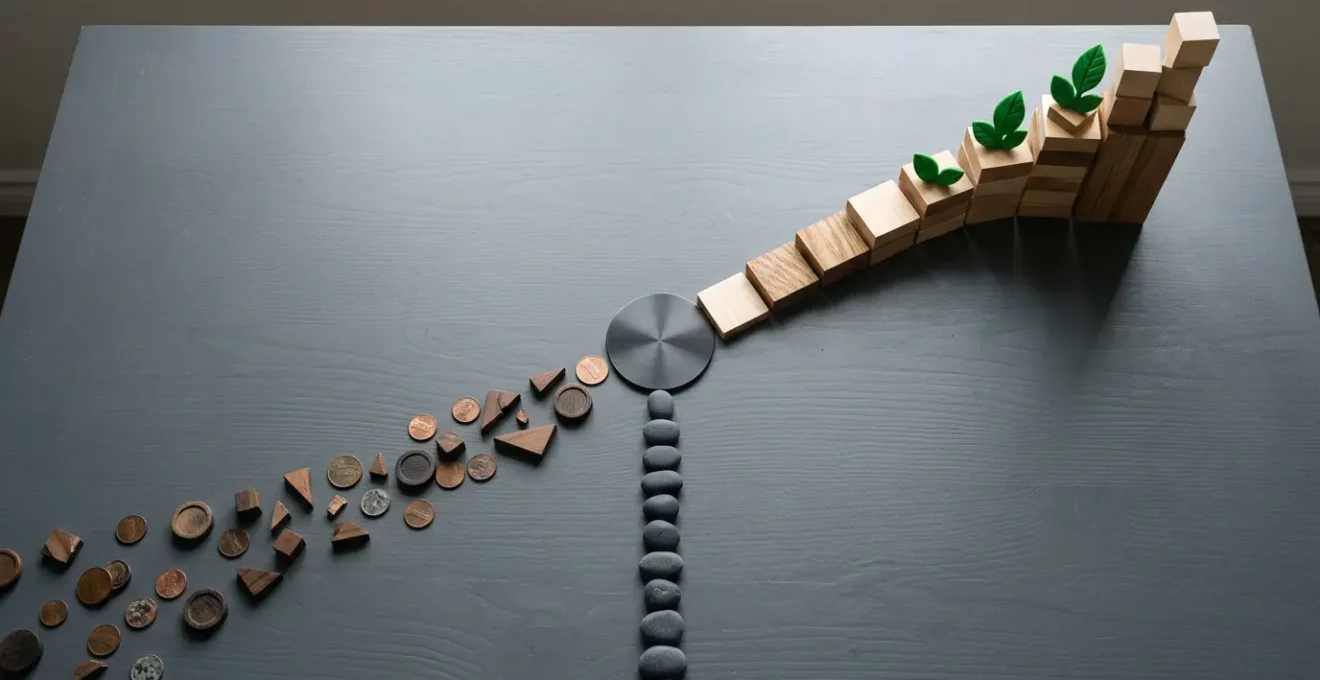 Illustration conceptuelle représentant la transformation stratégique d'un modèle économique en entreprise