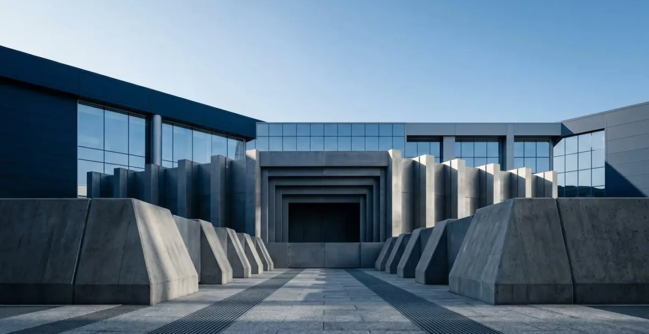 Composition minimaliste évoquant la sécurité numérique et la protection des infrastructures critiques